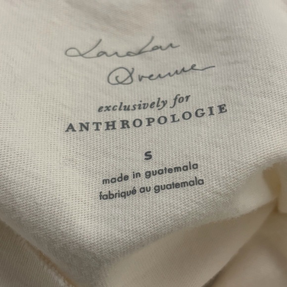 Anthropologie x Lou Lou Avenue Size S Off White Graphic print Short Sleeve Top - Picture 5 of 7